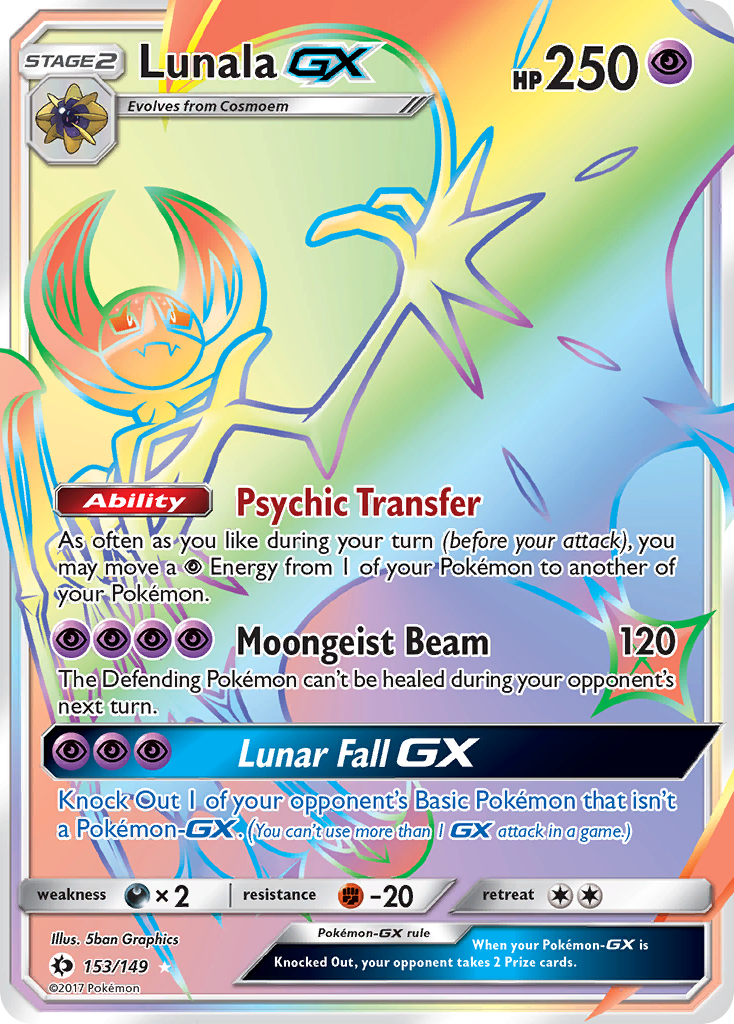 Sun & Moon Secret Rare Lunala GX #153/149